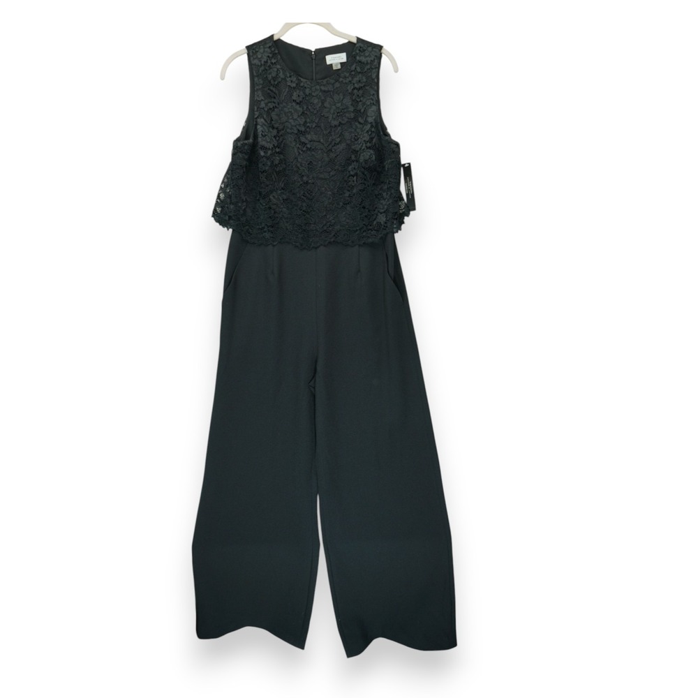NWT TAHARI Women's Jumpsuit Sleeveless Straight Leg Black‎ Size 10 MSRP $139